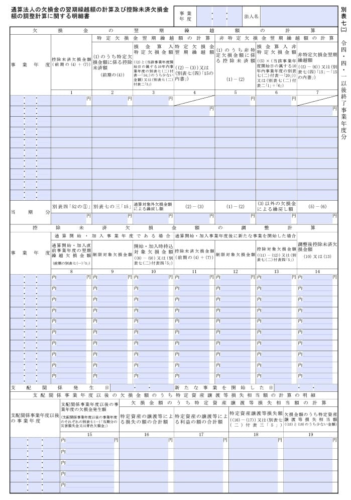 欠損金とは7 1記入方法 – 繰越欠損金 別表7 記載例 : 別表五（二）の記入の仕方【経理処理との関係など】 – VROM
